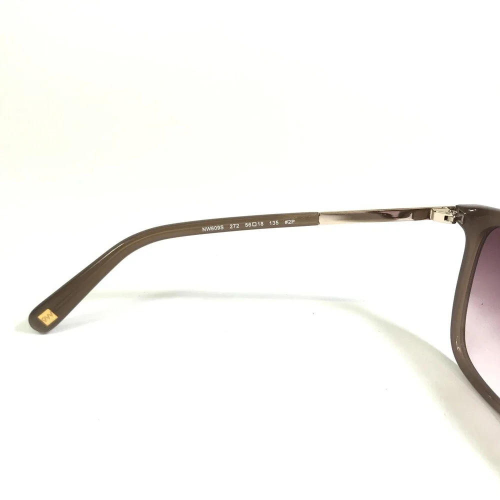 Nine West Sunglasses NW609S 272 Milky Taupe Brown Gold Frames with Purple Lenses